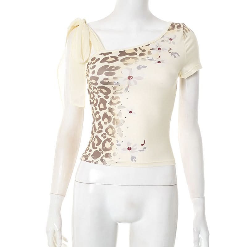 Wild Romance Asymmetric Leopard & Floral One-Shoulder Top - Fall Chic Style