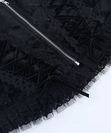 Sultry Gothic Velvet & Lace Off-Shoulder Corset Top - Halloween & Fall Night Out Essential