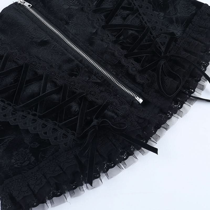 Sultry Gothic Velvet & Lace Off-Shoulder Corset Top - Halloween & Fall Night Out Essential