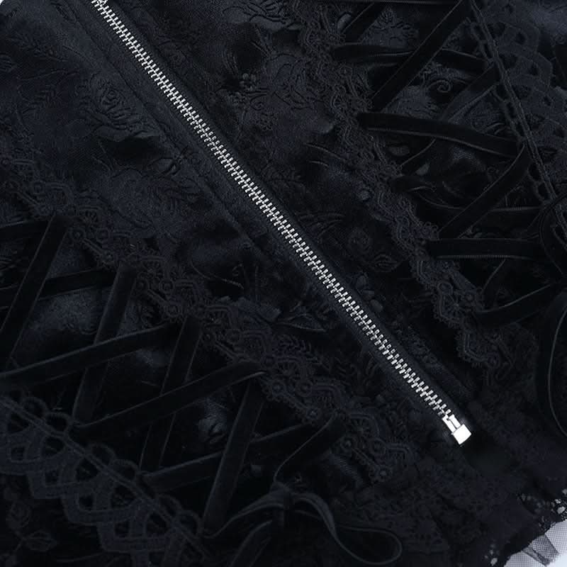Sultry Gothic Velvet & Lace Off-Shoulder Corset Top - Halloween & Fall Night Out Essential