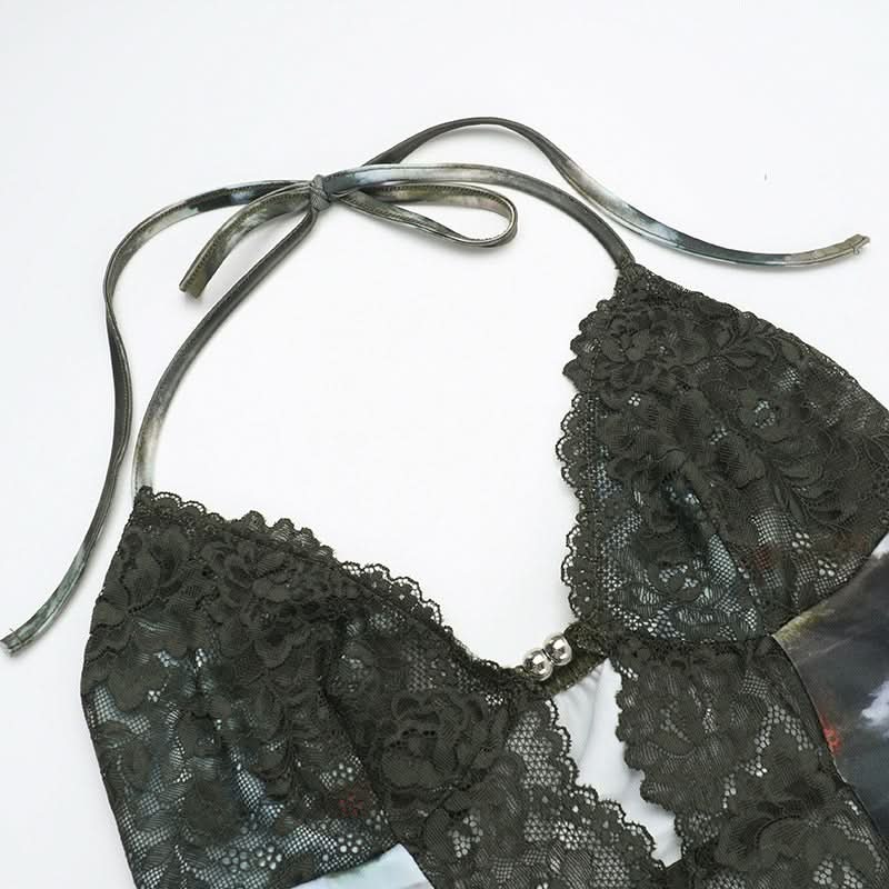 Enchanted Forest Lace Halter Maxi Dress - Fall Butterfly Ruffle Gown