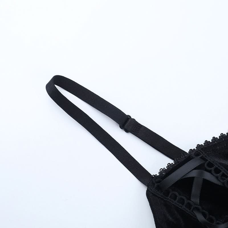 Bewitching Black Velvet Corset Cami Top - Gothic Lace-Up Style for Fall & Halloween