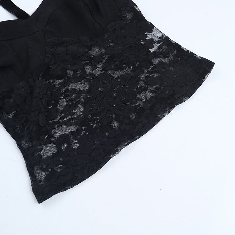 Dark Romance Black Lace & Velvet Cross Corset Top - Spooky Season & Fall Fashion Essential