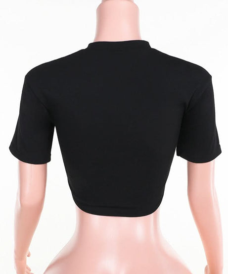 Hot Girl Fall Flame Cut-Out Crop Top | Modern Happy-Go-Lucky Graphic Tee for Women