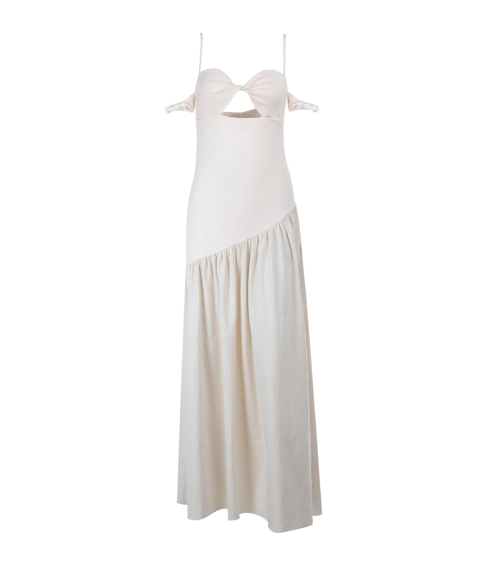 Chic Knot-Front Cutout Cold Shoulder Maxi Dress - Resort & Event Ready
