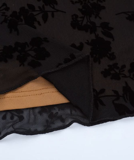 Chic Velvet Floral Mini Dress: Square Neck Tie-Front Bodycon for Fall & Holiday Parties