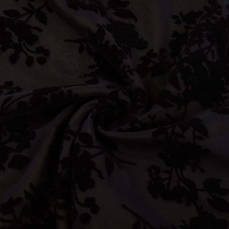 Chic Velvet Floral Mini Dress: Square Neck Tie-Front Bodycon for Fall & Holiday Parties