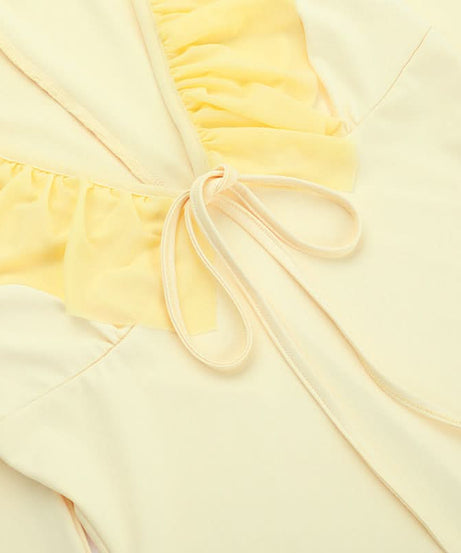 Romantic Ruffle V-Neck Long Sleeve Maxi Dress - Elegant Fall & Holiday Gown