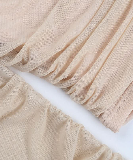 Chic Fall Nights: Off-Shoulder Ruched Mesh Long Sleeve Crop Top