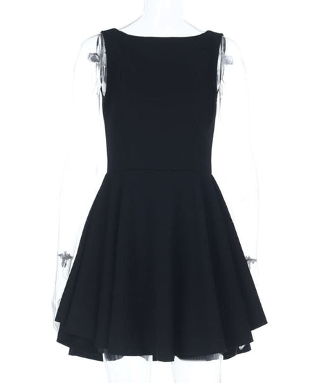 The Essential LBD: Chic Backless Skater Mini Dress for Fall Parties & Date Nights