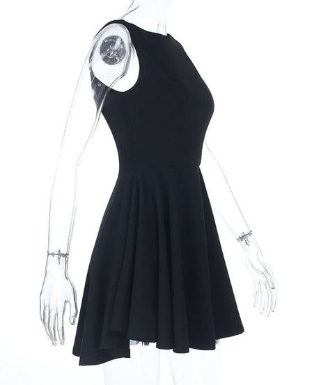 The Essential LBD: Chic Backless Skater Mini Dress for Fall Parties & Date Nights