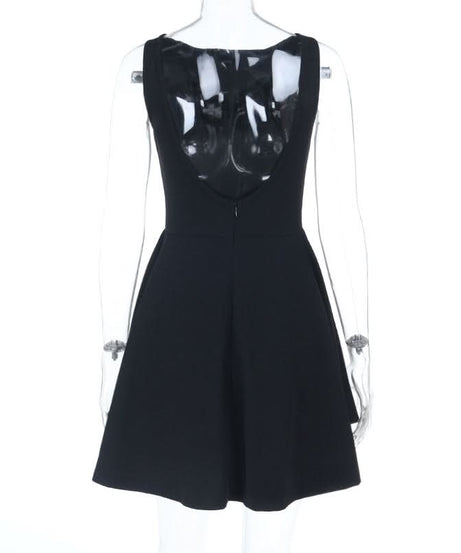The Essential LBD: Chic Backless Skater Mini Dress for Fall Parties & Date Nights