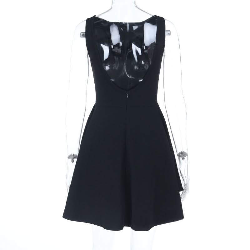 The Essential LBD: Chic Backless Skater Mini Dress for Fall Parties & Date Nights