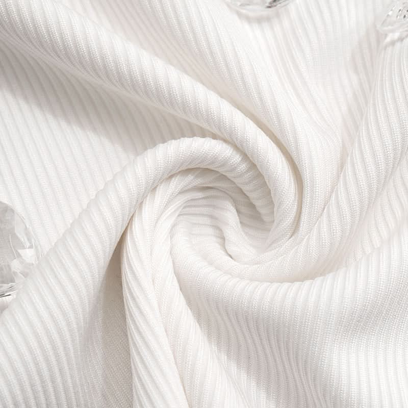 Chic Crystal Dewdrop Ribbed Square Neck Tank Top | Fall Glam Essential