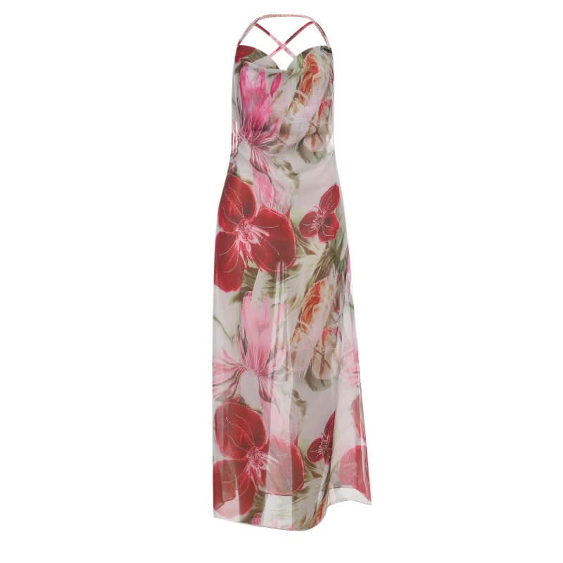 Vibrant Floral Cowl Neck Maxi Dress | Chic Resort Wear & Fall Wedding Guest Style
