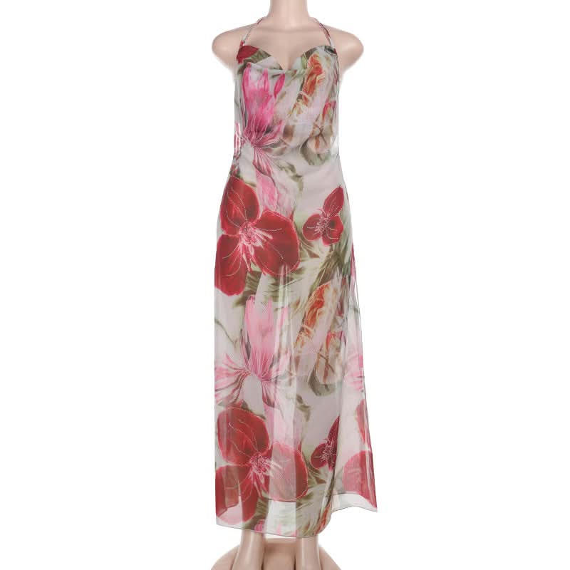 Vibrant Floral Cowl Neck Maxi Dress | Chic Resort Wear & Fall Wedding Guest Style
