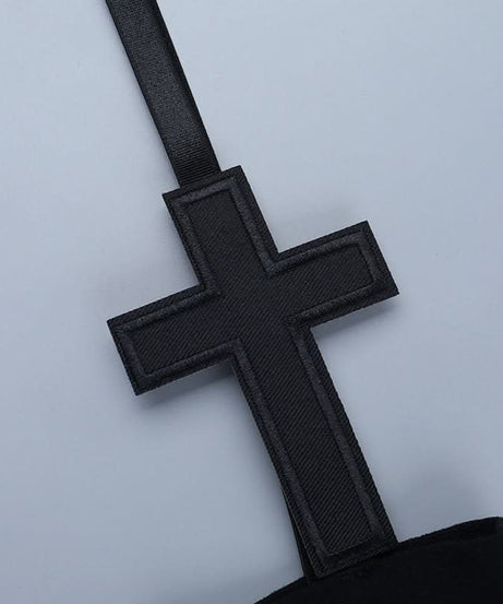 Edgy Cross Garter Thigh-High Stockings - Gothic Alt Fashion for Halloween & Fall