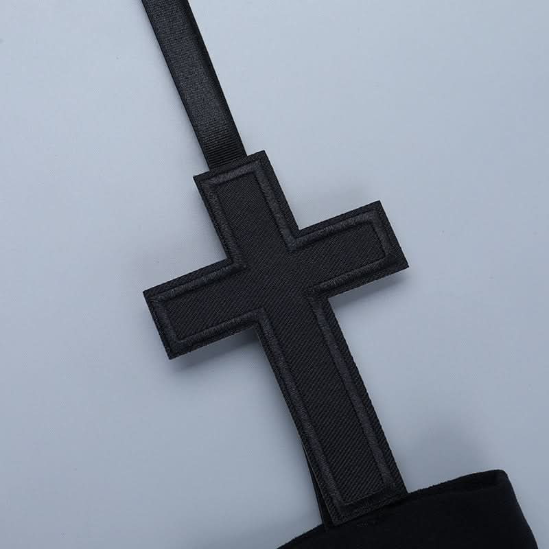 Edgy Cross Garter Thigh-High Stockings - Gothic Alt Fashion for Halloween & Fall