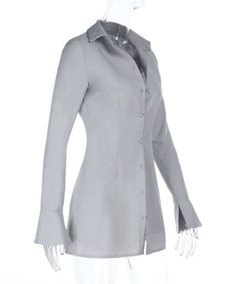 Everyday Elegance Bell Sleeve Tunic Shirt – Chic Women's Fall Button-Up