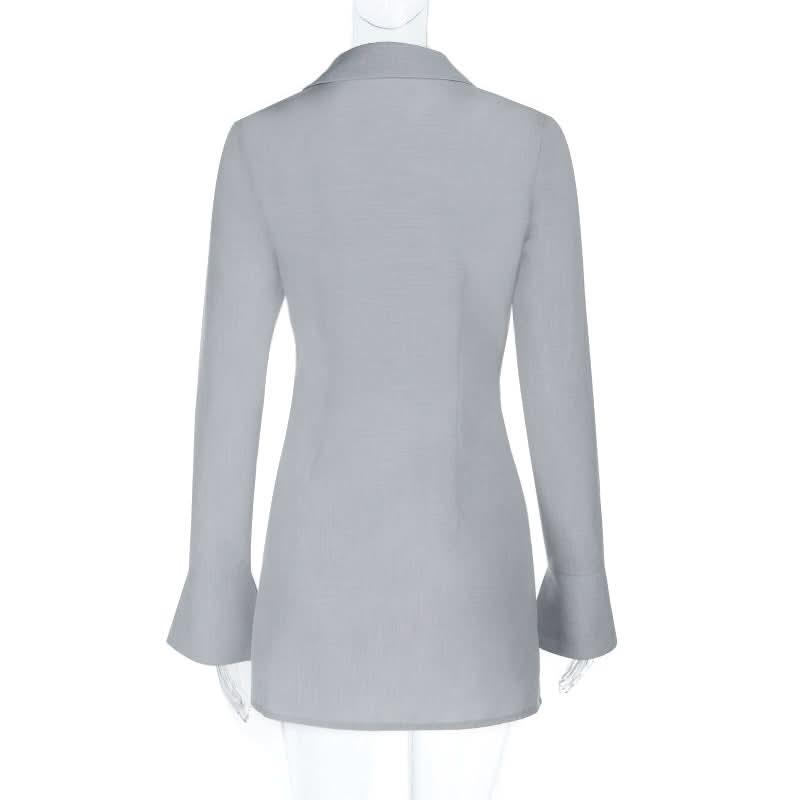 Everyday Elegance Bell Sleeve Tunic Shirt – Chic Women's Fall Button-Up