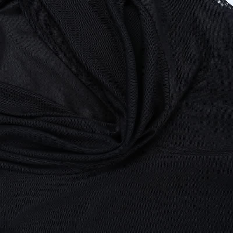 Midnight Raven Hooded Mesh Maxi Dress - Gothic Glamour for Halloween & Fall