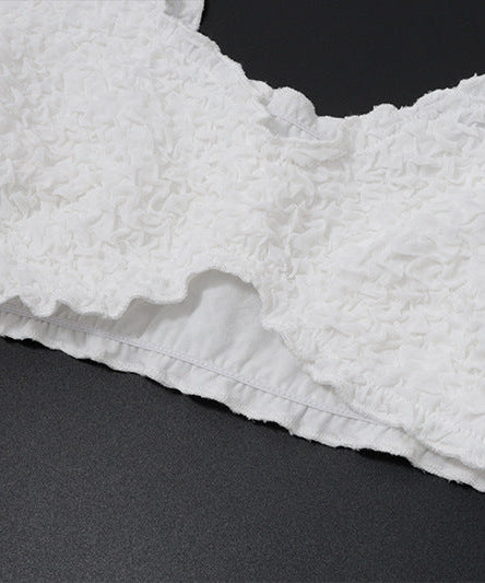 Chic Textured Sweetheart Ruffle Crop Top – Fall & Holiday Style