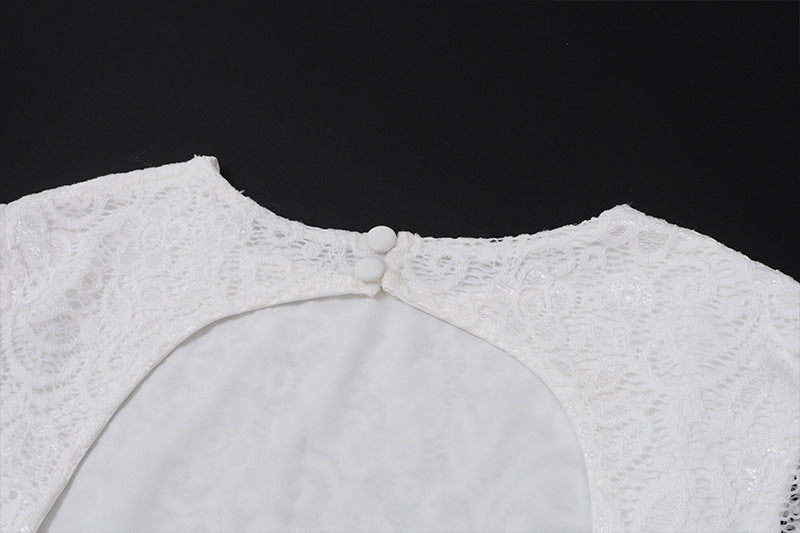 Stunning White Lace Bell Sleeve Maxi Dress - Fall & Holiday Elegance