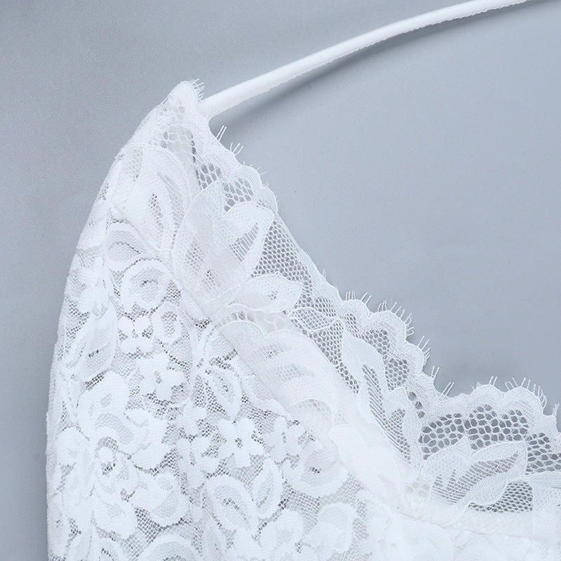 Enchanting White Lace Long Sleeve Corset Top | Romantic V-Neck Blouse for Fall & Holiday Glam