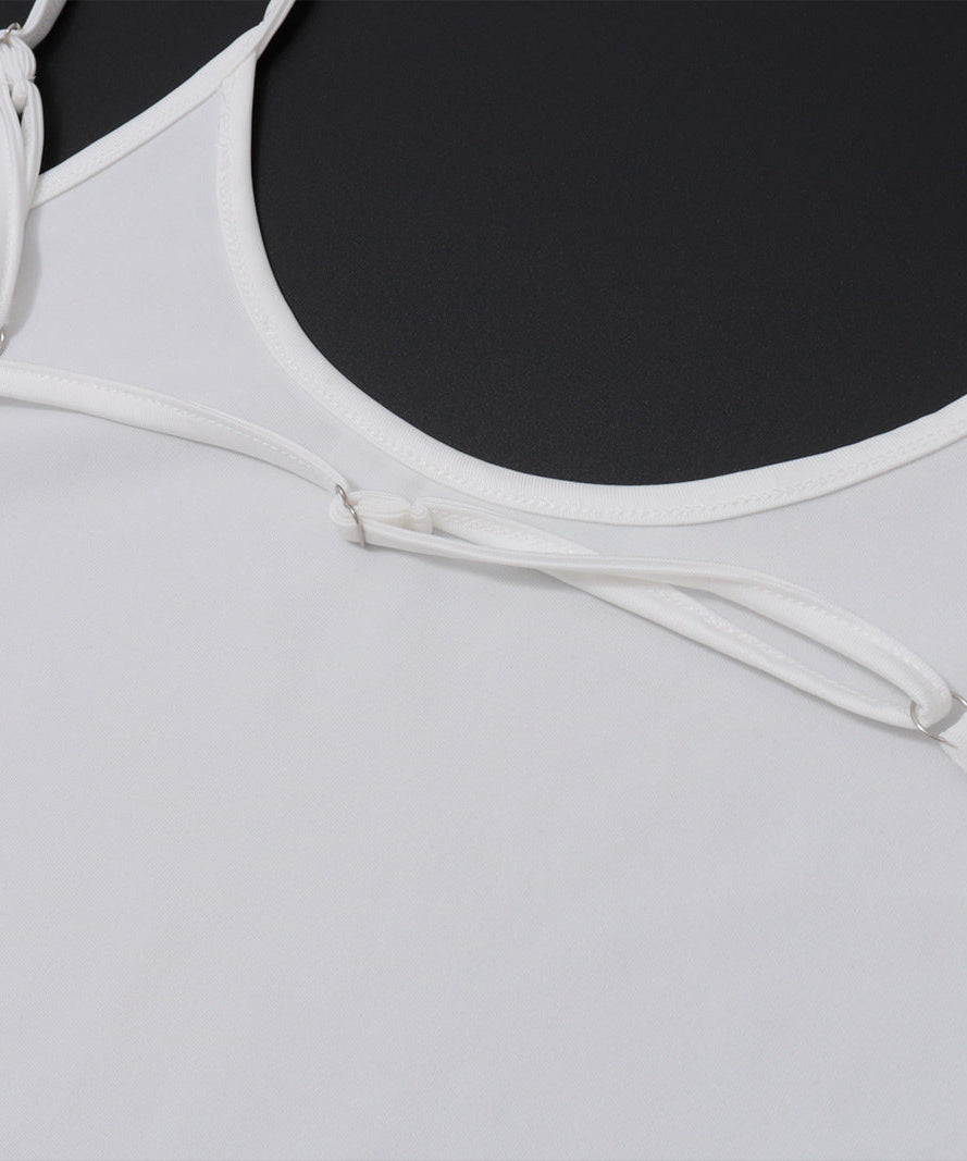 Sparkle & Slay: Rhinestone Cross Bodycon Cami Mini Dress - Edgy Fall Party Style