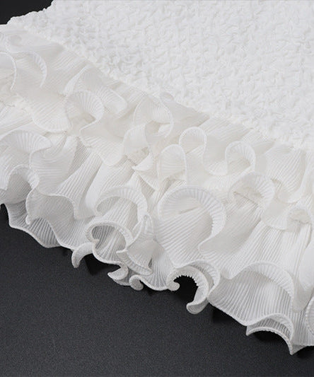 Chic Textured Sweetheart Ruffle Crop Top – Fall & Holiday Style