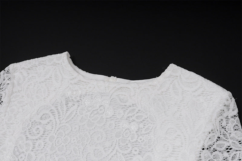 Stunning White Lace Bell Sleeve Maxi Dress - Fall & Holiday Elegance