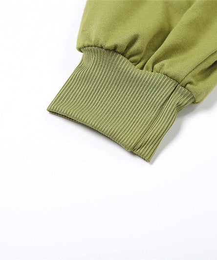 Cozy Fall Comfort: Women's Olive Green 2-Piece Loungewear Set - Chic Wide-Leg Pants & Crewneck Top