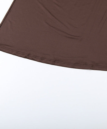 Sophisticated Fall Romance: Brown Lace Ruched Long Sleeve Maxi Dress