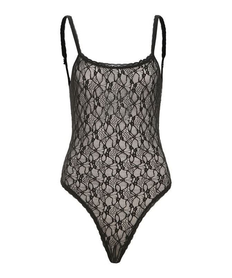 Alluring Black Lace Cami Bodysuit | Fall Fashion & Halloween Ready