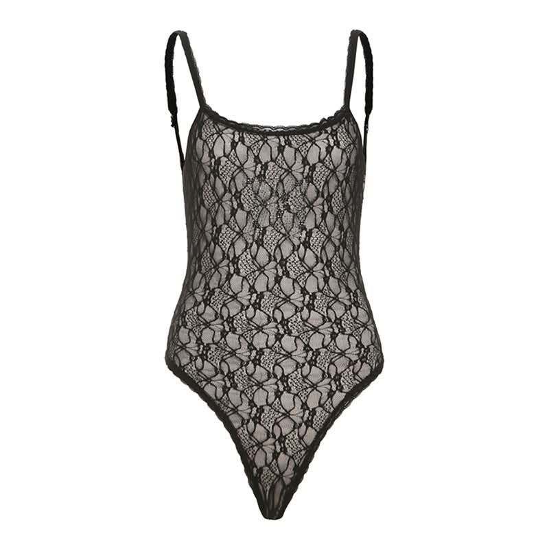 Alluring Black Lace Cami Bodysuit | Fall Fashion & Halloween Ready