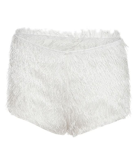 Whimsical Fluffy Low-Rise Shorts - Cozy Chic for Halloween & Holiday Parties