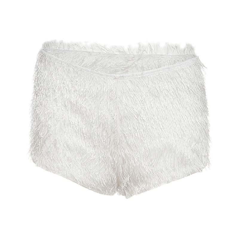 Whimsical Fluffy Low-Rise Shorts - Cozy Chic for Halloween & Holiday Parties