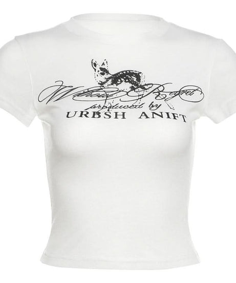 Edgy Y2K Graphic Crop Top - Chic Black Tee for Fall Street Style