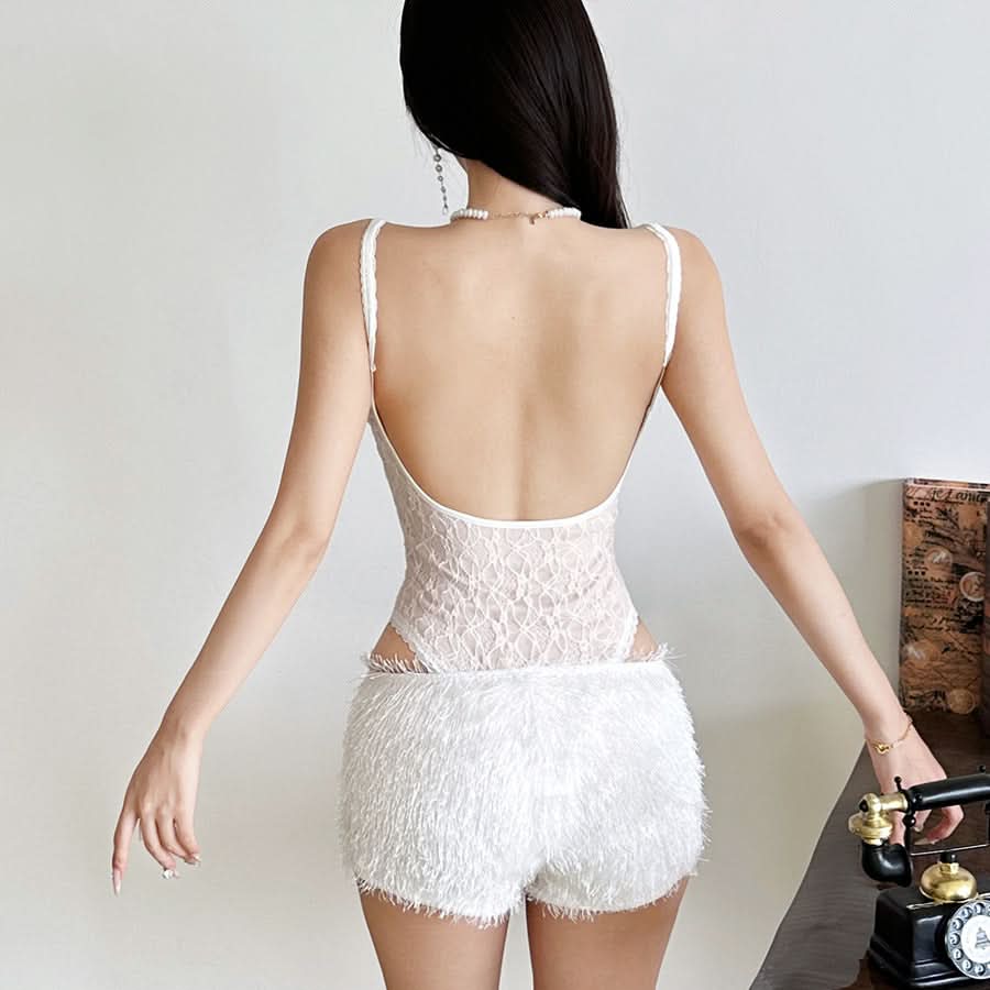 Whimsical Fluffy Low-Rise Shorts - Cozy Chic for Halloween & Holiday Parties