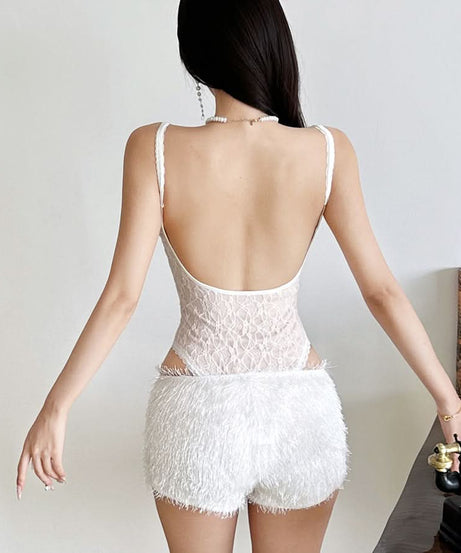 Alluring Black Lace Cami Bodysuit | Fall Fashion & Halloween Ready