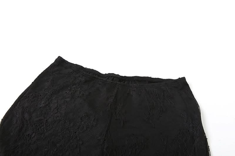 Allure & Elegance: Black High-Rise Sheer Lace Flare Pants - Your Go-To for Fall Evenings & Holiday Glam