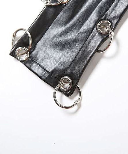 Rebel Chic Asymmetric Faux Leather O-Ring Mini Skirt - Edgy Fall & Halloween Style