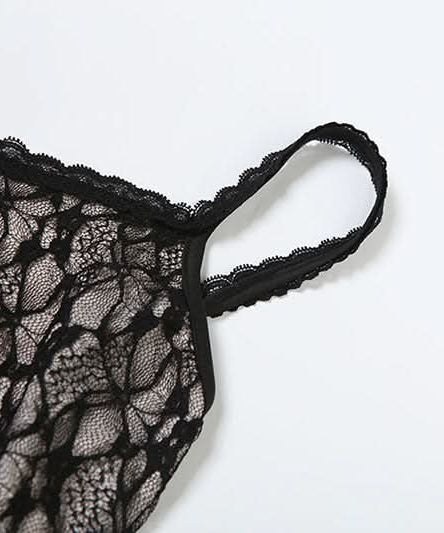 Alluring Black Lace Cami Bodysuit | Fall Fashion & Halloween Ready