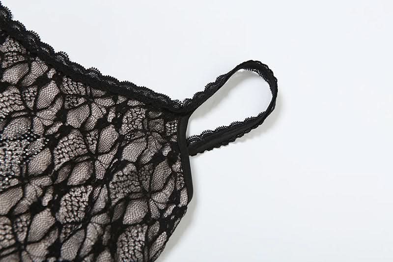 Alluring Black Lace Cami Bodysuit | Fall Fashion & Halloween Ready