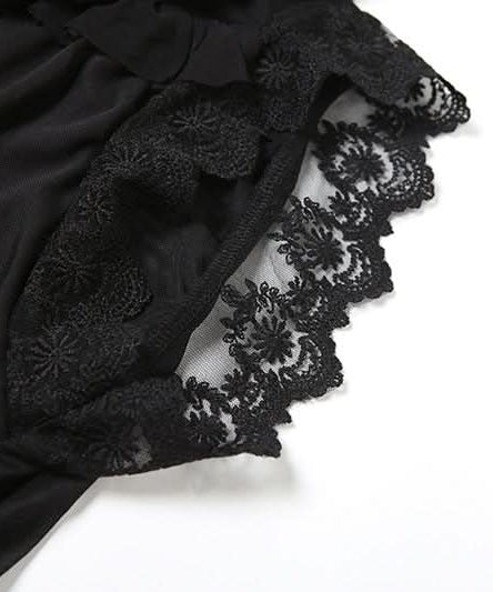 Effortless Chic: Black Tiered Ruffle Tunic with Lace & Sheer Accents - Perfect for Fall & Holiday Parties