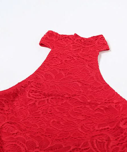 Siren Red Halter Bodycon Mini Dress with Lace Texture & Sporty Stripes - Your Bold Statement for Fall & Holiday Parties