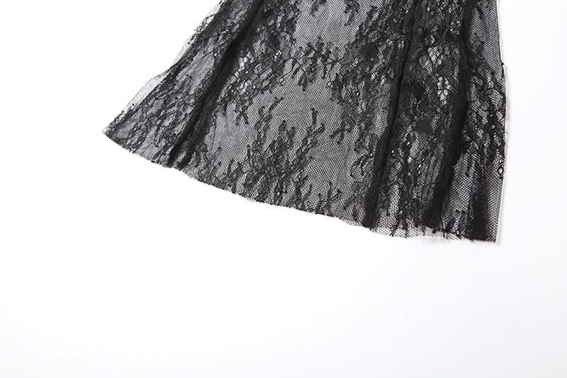 Allure & Elegance: Black High-Rise Sheer Lace Flare Pants - Your Go-To for Fall Evenings & Holiday Glam