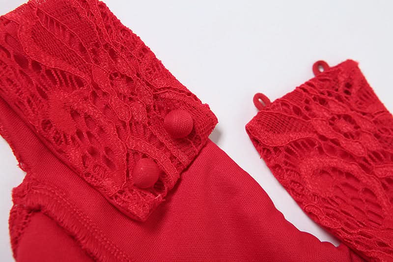 Siren Red Halter Bodycon Mini Dress with Lace Texture & Sporty Stripes - Your Bold Statement for Fall & Holiday Parties