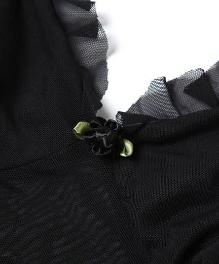 Sultry Black Sheer Ruffle Halter Top – Your Chic Fall & Halloween Statement Piece