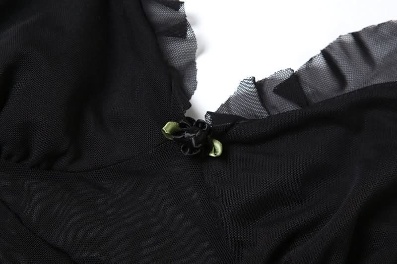 Sultry Black Sheer Ruffle Halter Top – Your Chic Fall & Halloween Statement Piece